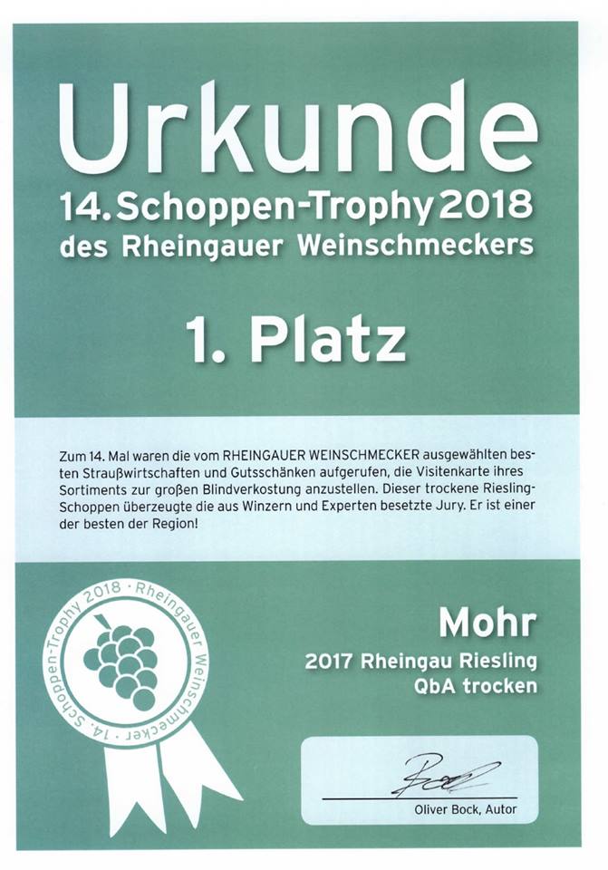 Urkunde Schopen-Trophy 2018 - Urkunde 1. Platz